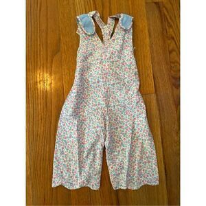 Vintage Debbie Dare Girls Floral Bunny Ears Scalloped Romper Size 18mo